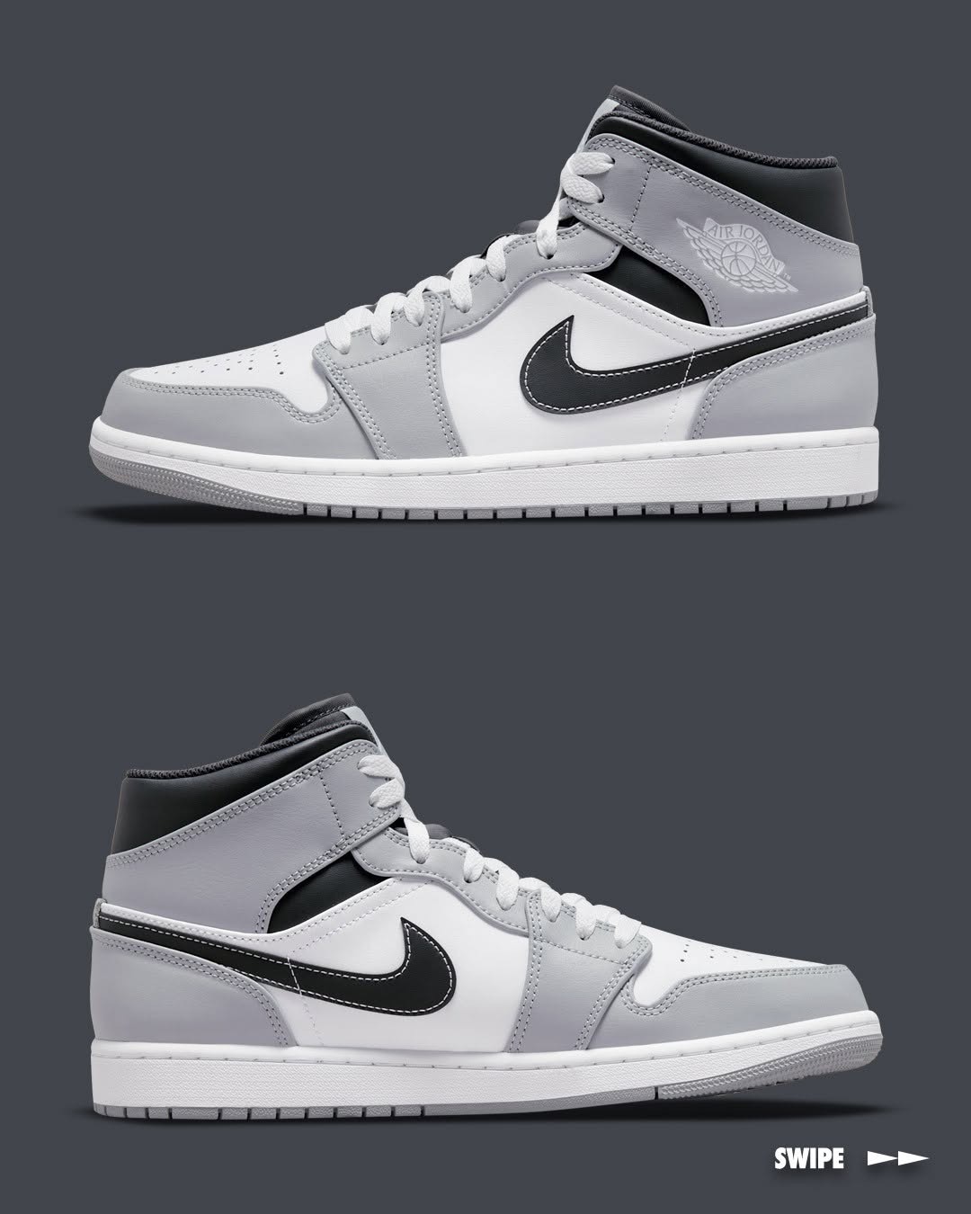 Air Jordan 1 Mid — Light Smoke Grey/Black